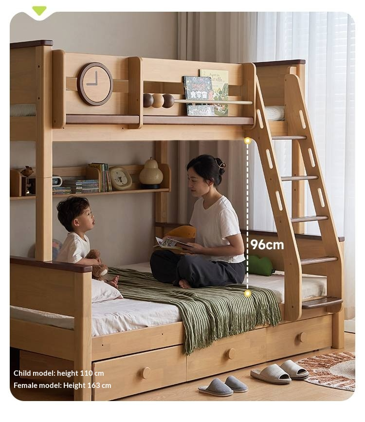 Rubberwood Solid Wood Children's Bunk Bed