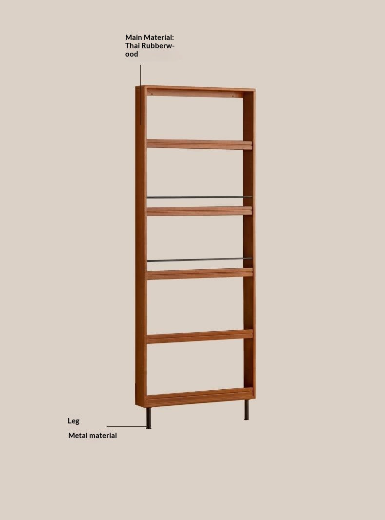 Solid Rubberwood Vintage Style Ultra-Thin Bookshelf