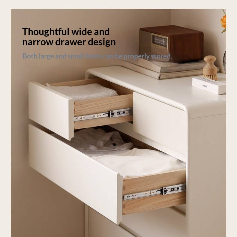 Tulipwood Solid Wood, Solid Rubberwood  Milky Cream Style Chest of Drawers