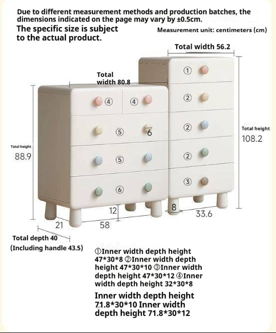 Beech Solid Wood, Solid RubberWood Kids Tall Dresser with Rounded Corners and Colorful Knobs