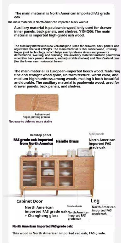 Oak, Ash, Black Walnut, Cherry, Beech Solid Wood Ultra-thin Sideboard Sliding Door