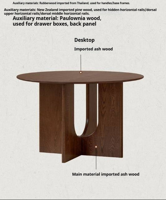 Ash Solid Wood Round Dining Table