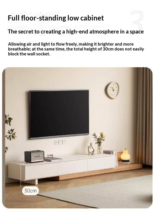 Tulipwood, Ash, Solid Rubberwood Retractable Floor TV Cabinet.