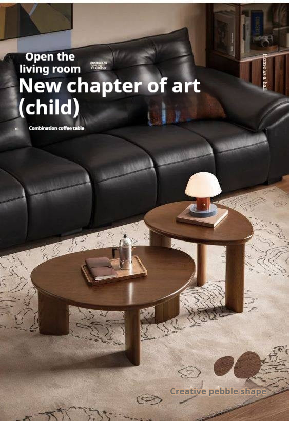 Solid Longan Hardwood Coffee Table with Sculptural Form and Italian Inspired Design
