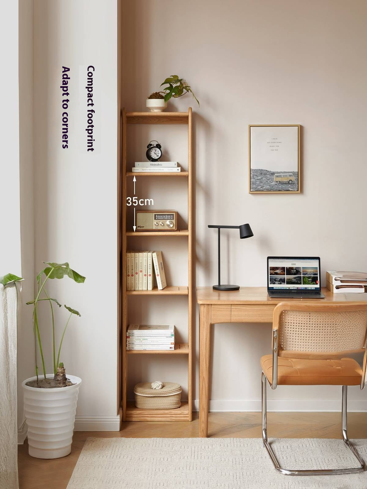 Oak, Solid RubberWood Solid Wood Ultra Thin Storage Rack