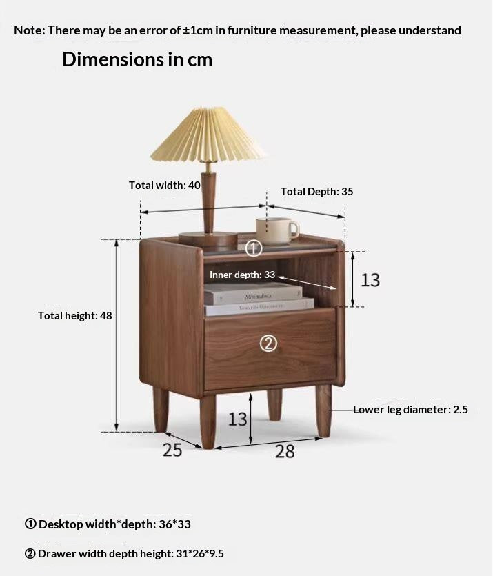 Black Walnut, Catalpa, Sandalwood Solid Wood Nightstand Modern Minimalist