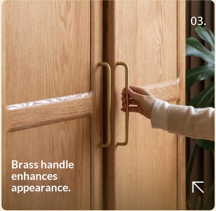Oak Solid Wood Wardrobe French Retro Style