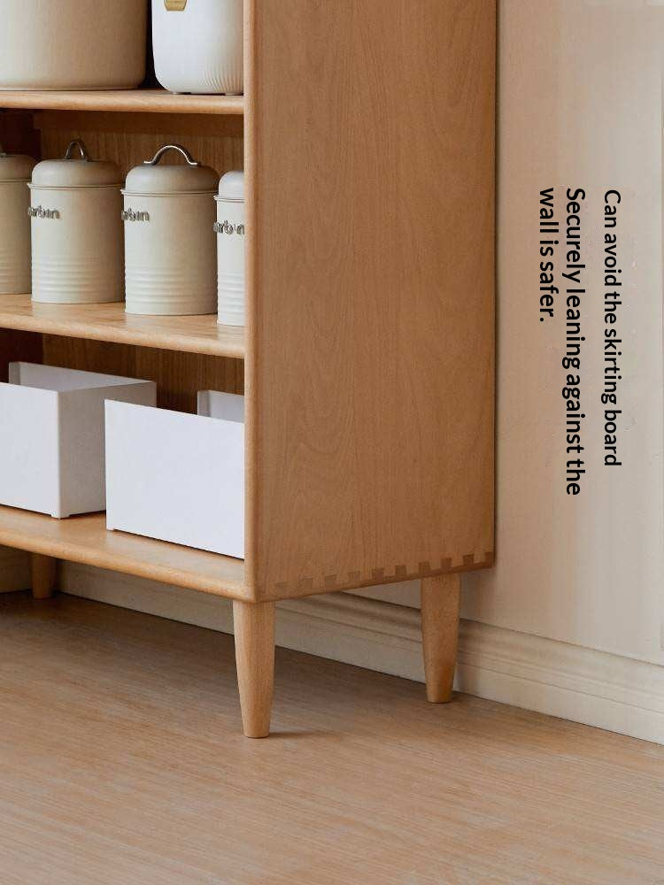 Beech Solid Wood Bookshelf Combination, Open Storage Cabinet