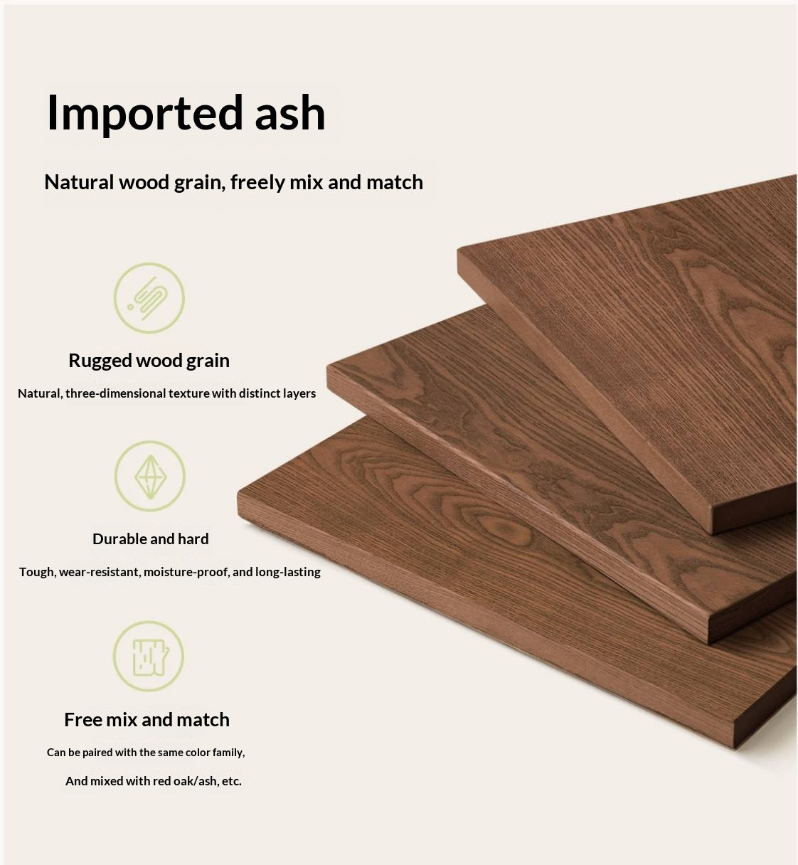 Ash Solid Wood Small Nightstand