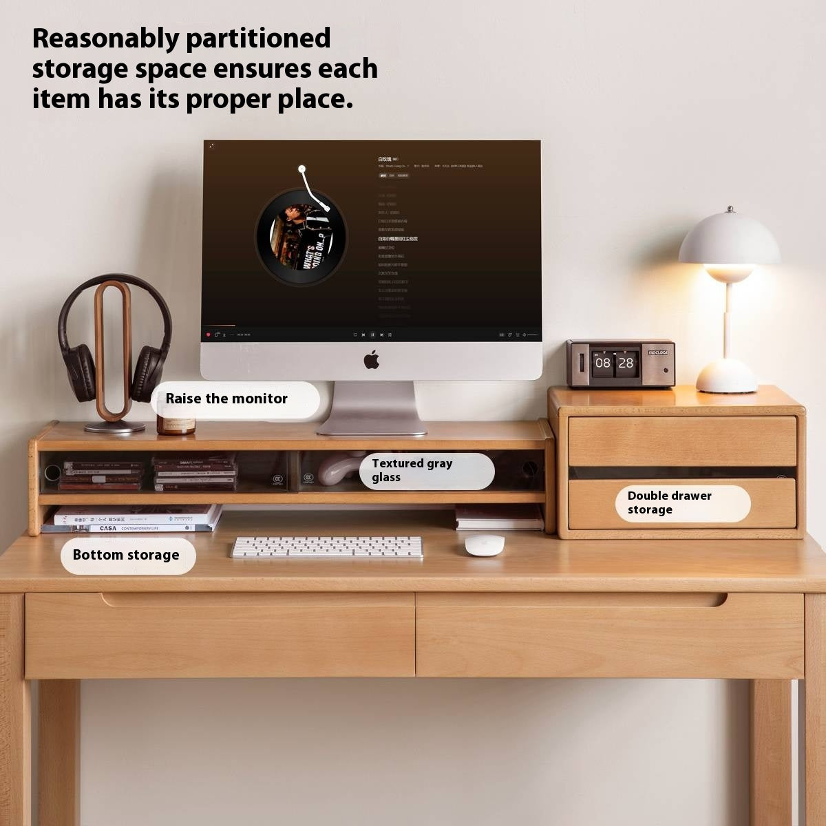 Beech  Solid Wood Desktop Storage Rack
