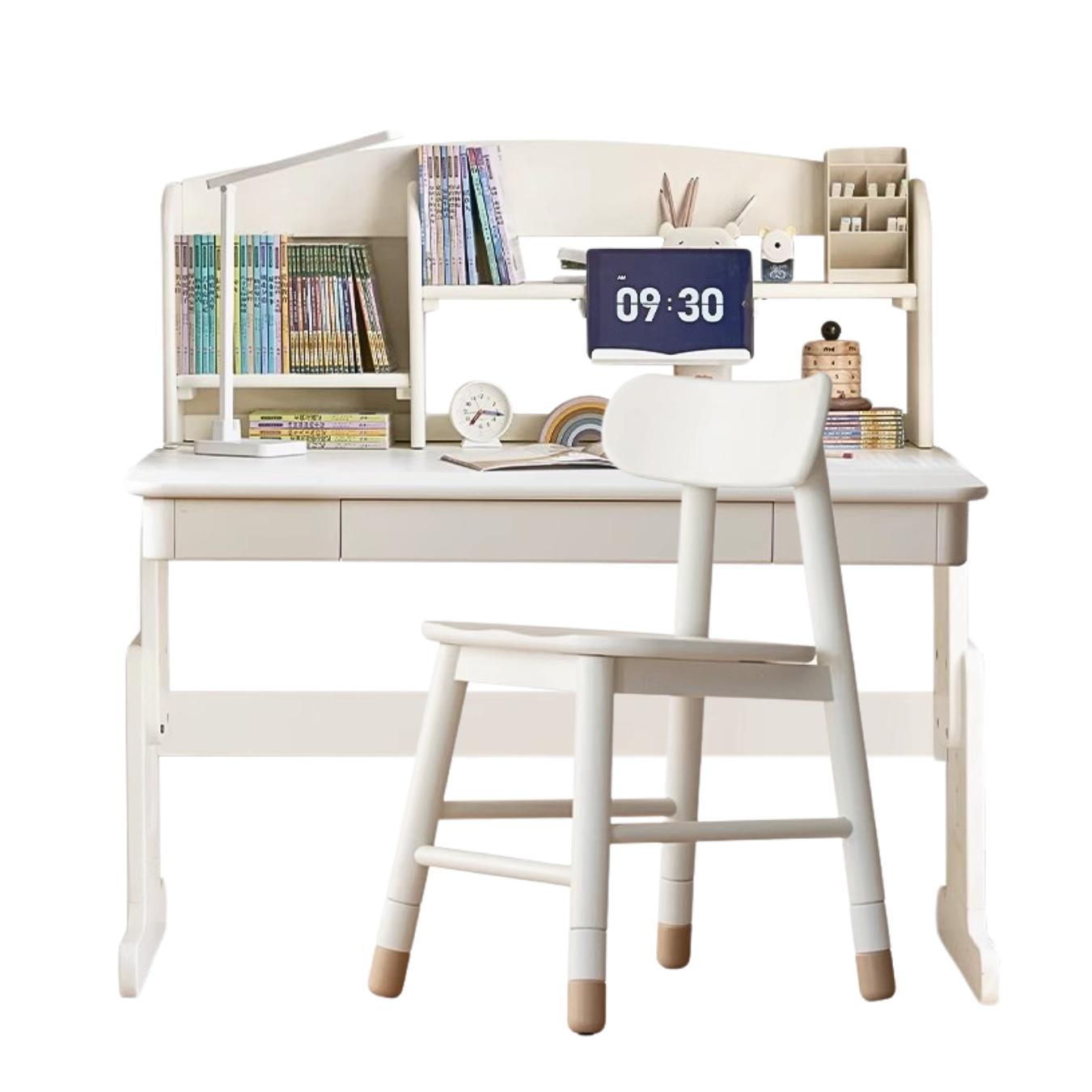 Poplar solid wood lift study desk adjustable white desk