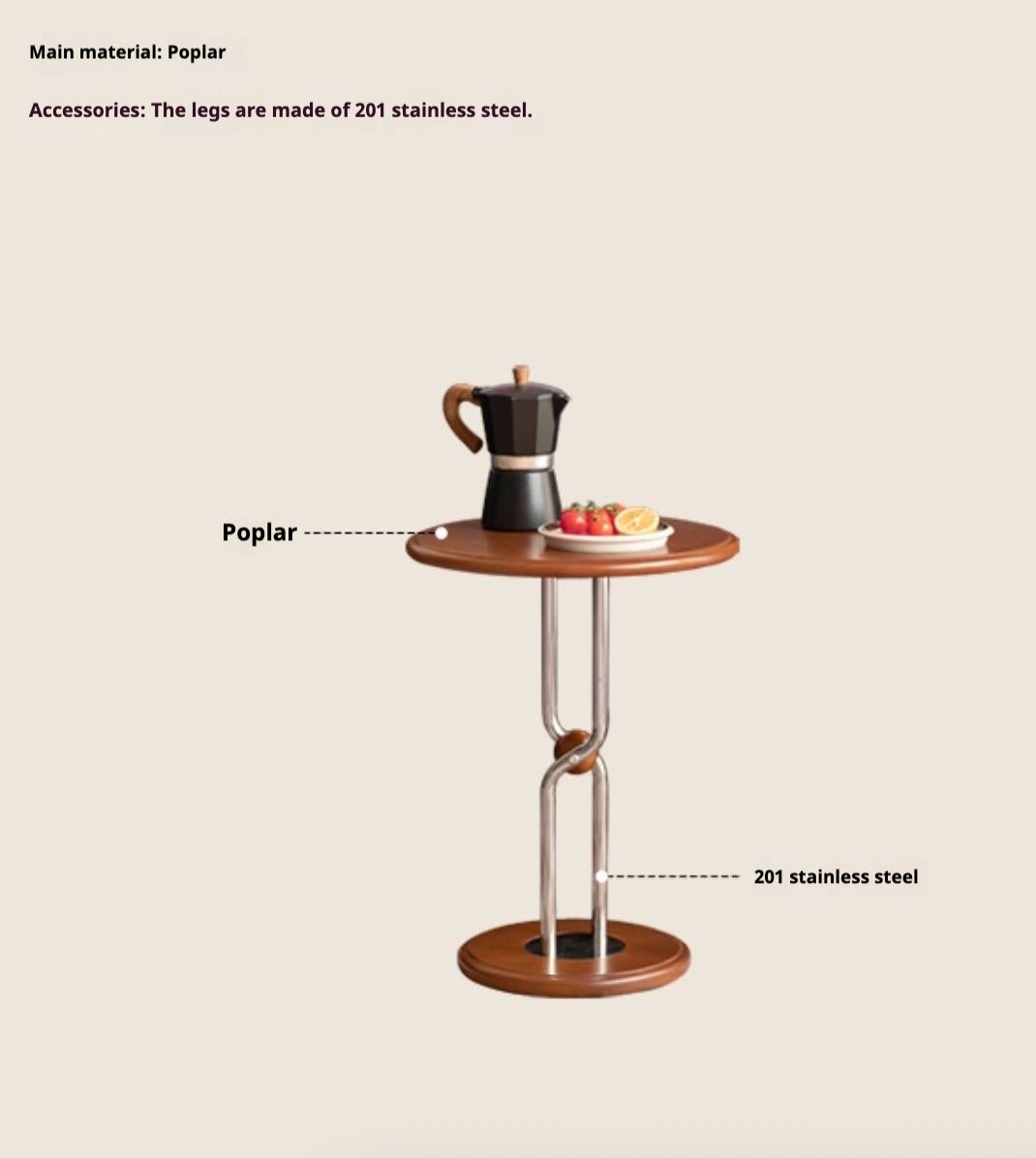 Poplar Solid Wood Bauhaus Side Table