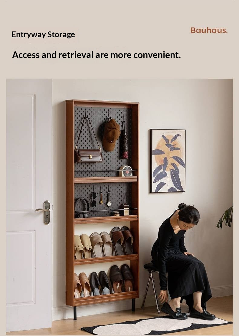 Solid Rubberwood Vintage Style Ultra-Thin Bookshelf