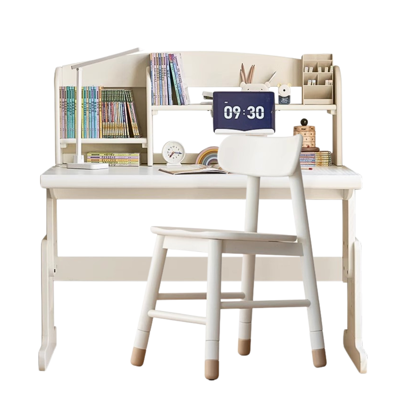 Poplar solid wood lift study desk adjustable white desk