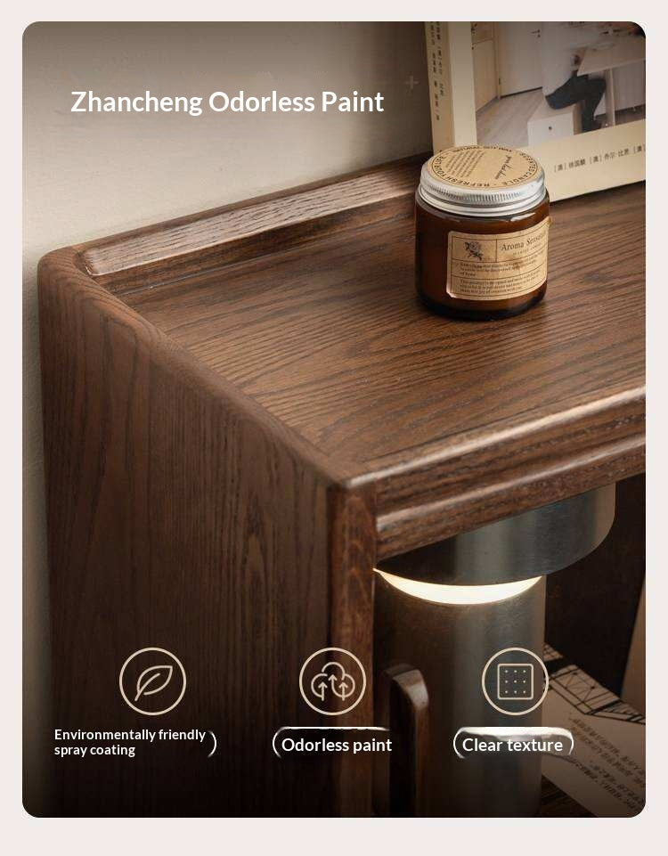 Oak Solid Wood Low Bookcase and Storage Cabinet