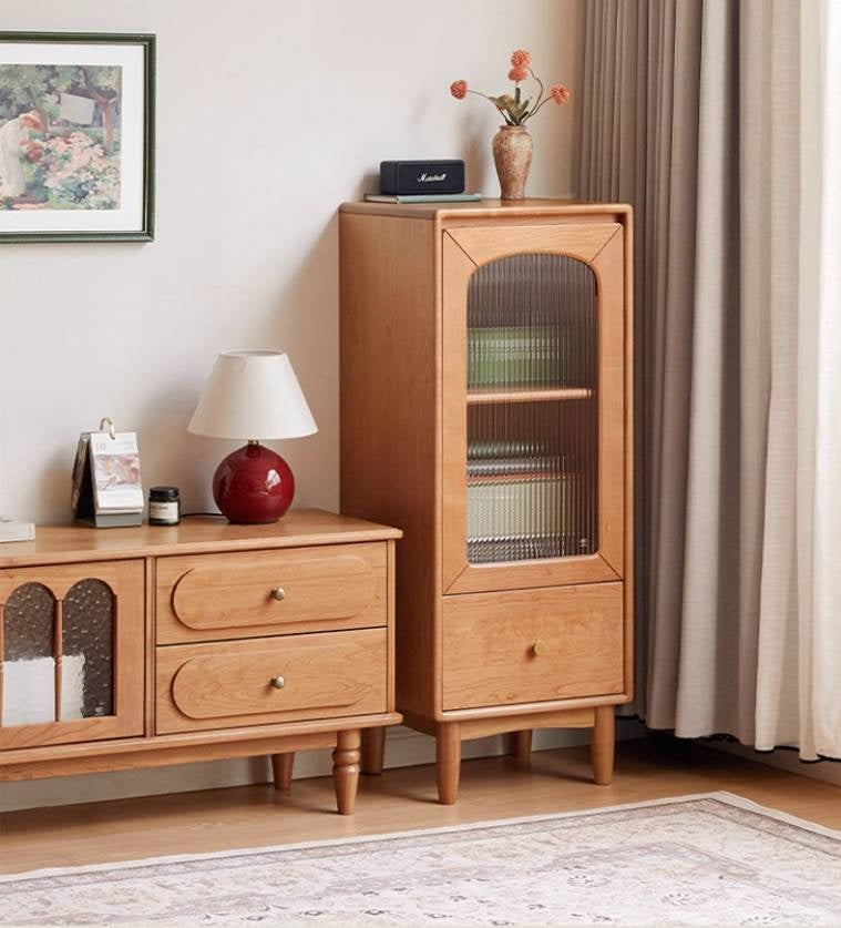 Cherry Solid Wood Vintage Style Side Cabinet