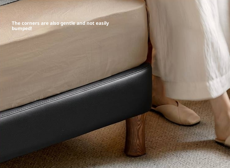 Genuine Leather Soft Headboard Bed