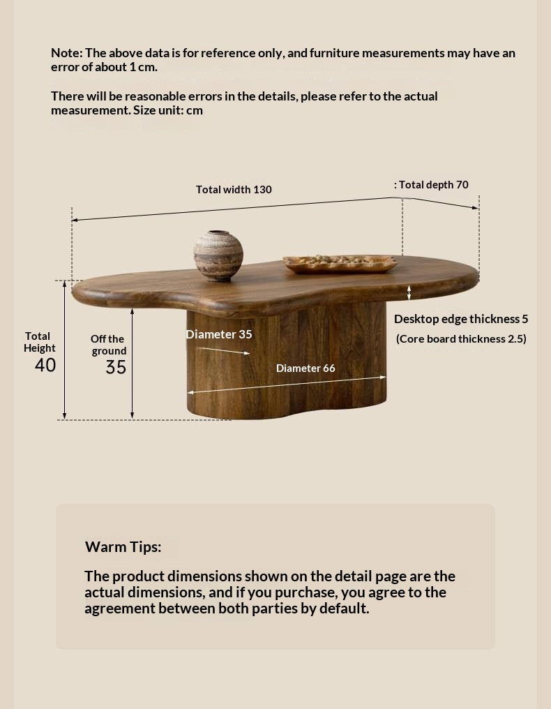 Mango Solid Wood Wabi Sabi Coffee Table with Irregular Cloud Design