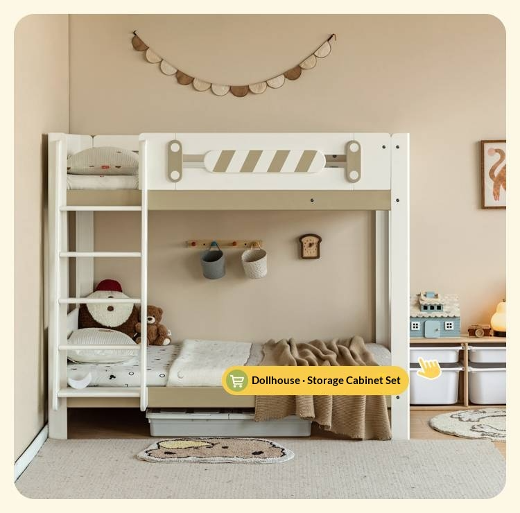 Rubberwood Solid Wood Children's Adult Bunk Bed