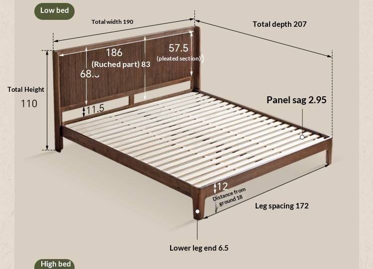 Black Walnut Solid Wood Italian Light Luxury Retro Bed