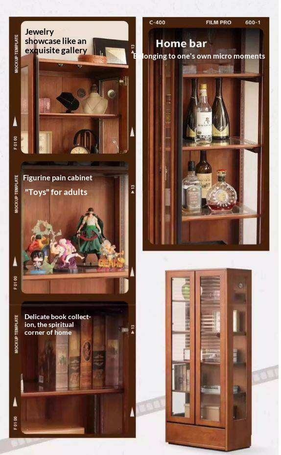 Tulipwood  Solid Wood Antique Style Glass Bookshelf