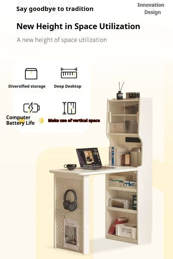 Solid RubberWood Convertible Vanity Desk with Multi-Functional Storage and Office Setup