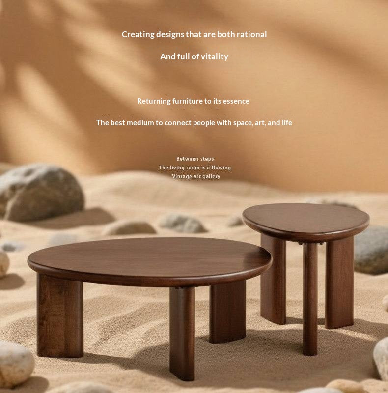 Solid Longan Hardwood Coffee Table with Sculptural Form and Italian Inspired Design