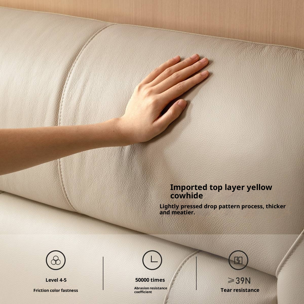 Genuine Leather Italian Light Luxury Soft Bed, White Cream Style