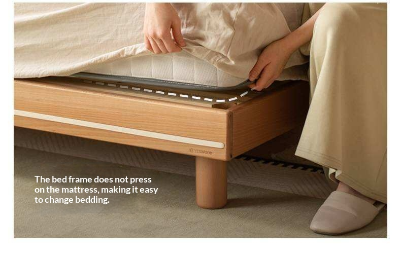 Beech Solid Wood Modern Simple Large Double Edge Bed