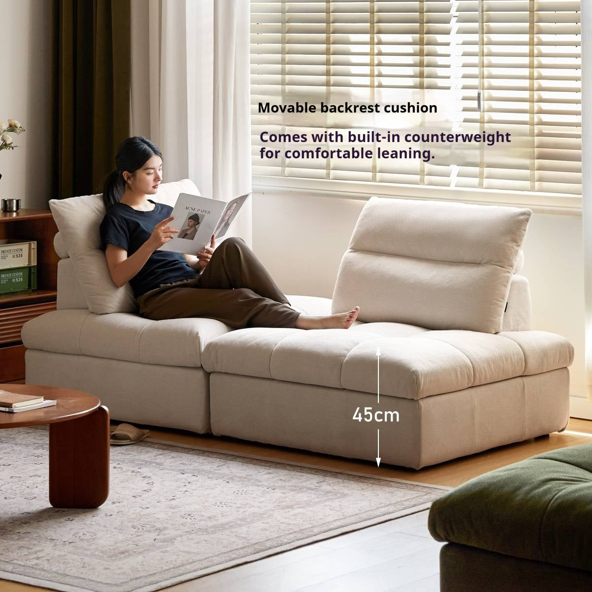 Modular Fabric Sofa – Modern Casual Free Combination Sofa Tofu Block Design