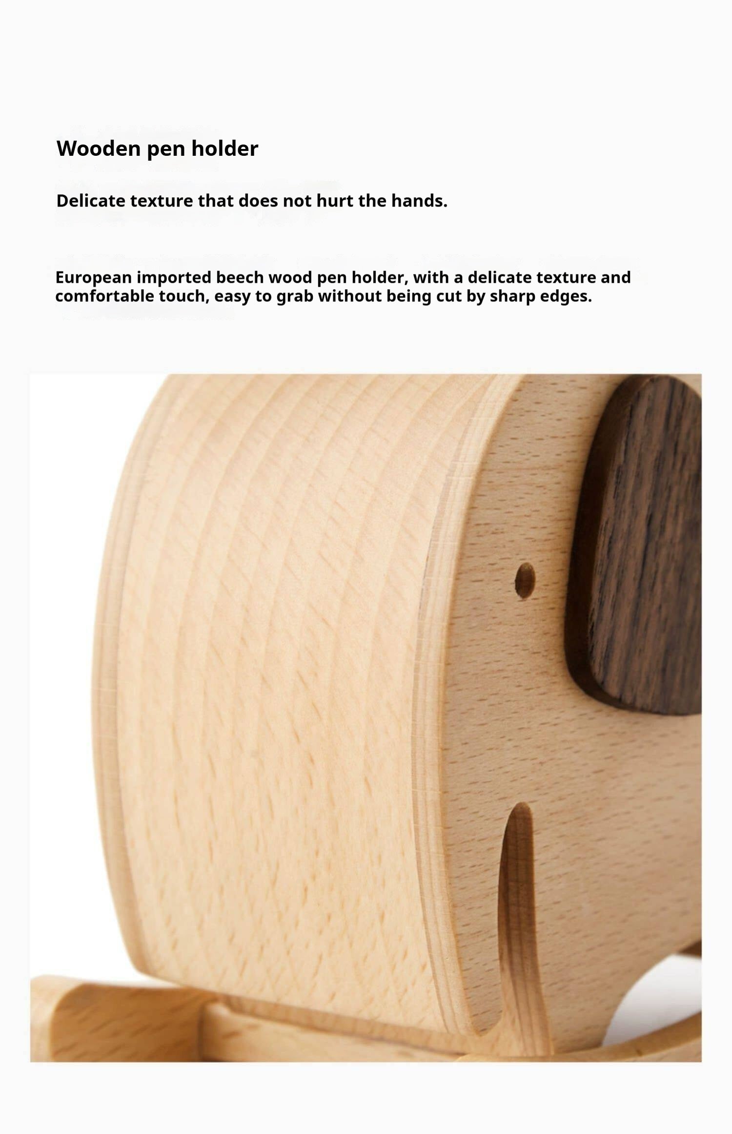 Beech, Black Walnut Solid Wood Elephant Pen Holder