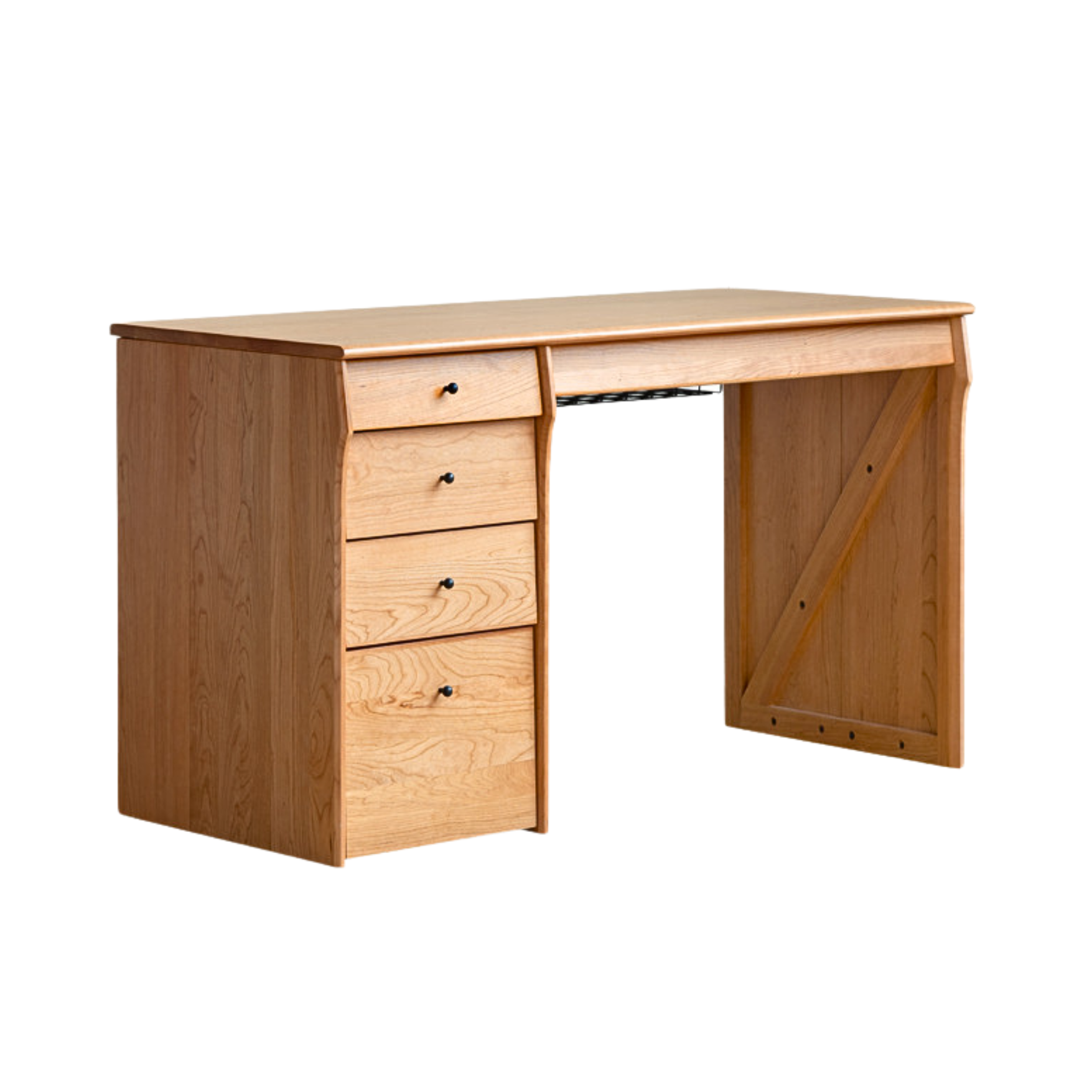 Cherry Wood Desk and Bookshelf Integrated Office Desk