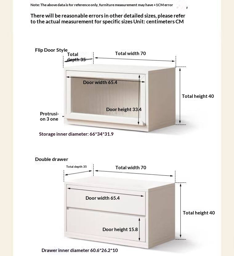 Poplar Solid Wood TV Cabinet Floor Cabinet Cream Style,