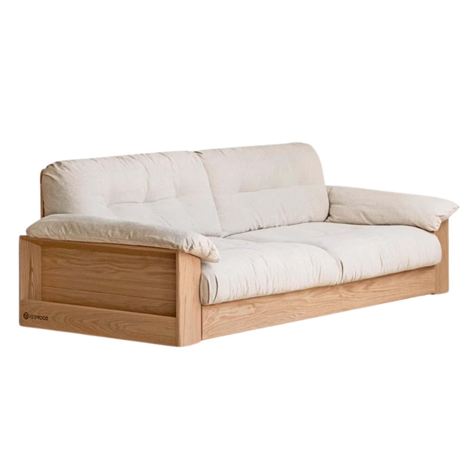 Oak Solid Wood Floor Storage Sofa, goose down :