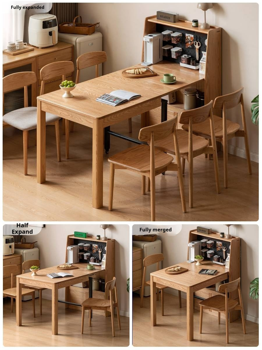 Oak Solid Wood Modern Minimalist Extendable Dining Table