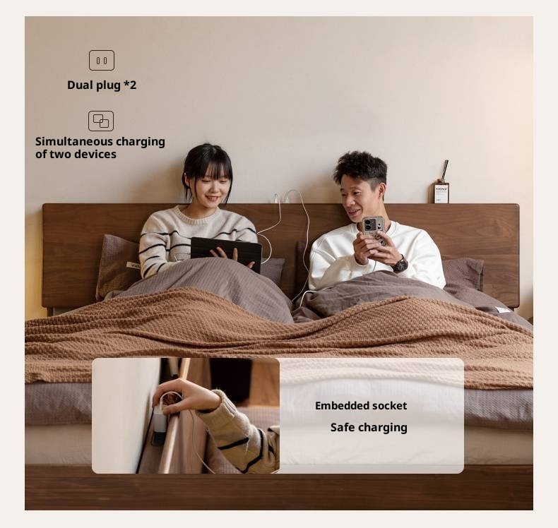 Black Walnut Solid Wood Box Bed Simple Modern Nordic Style