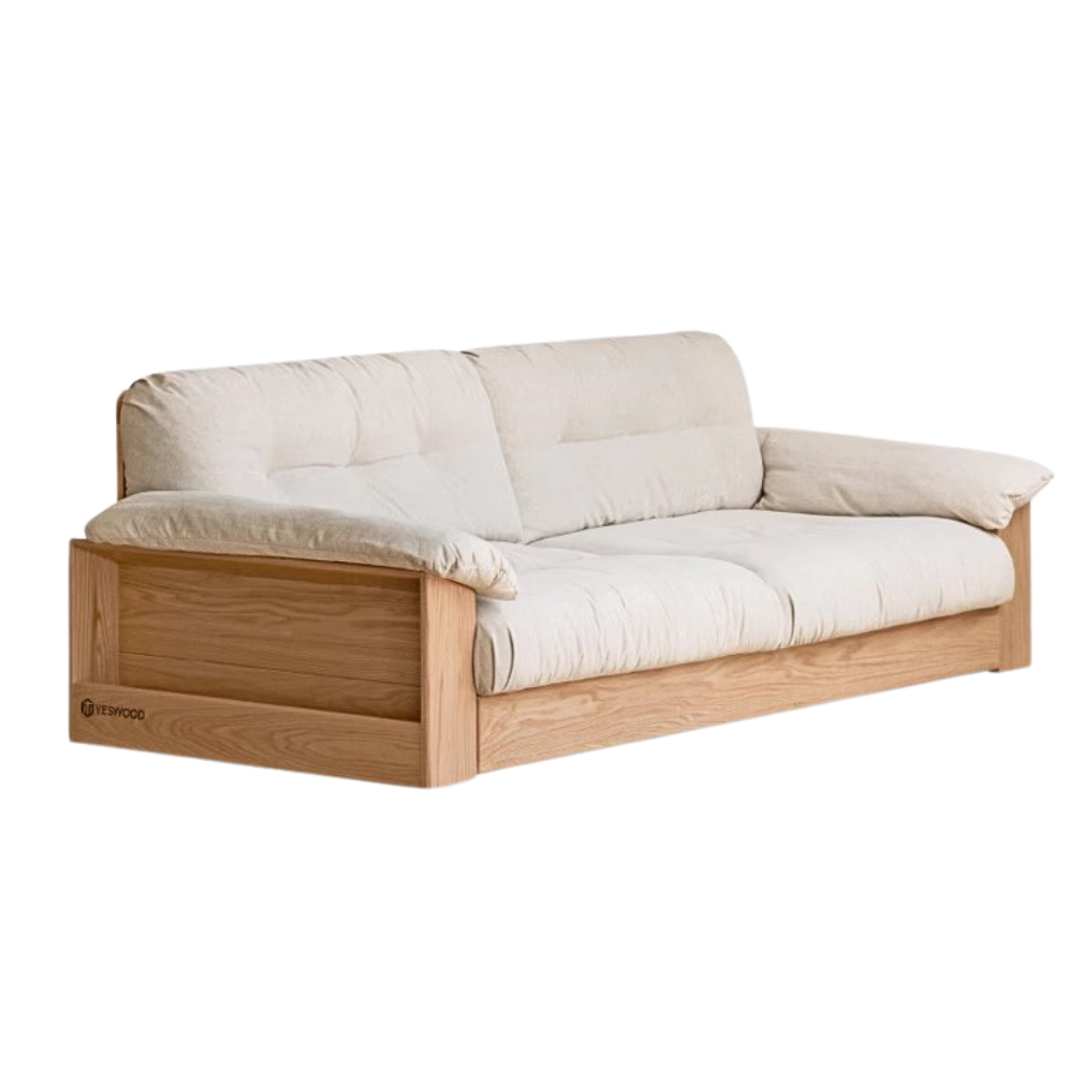 Oak Solid Wood Floor Storage Sofa, goose down :