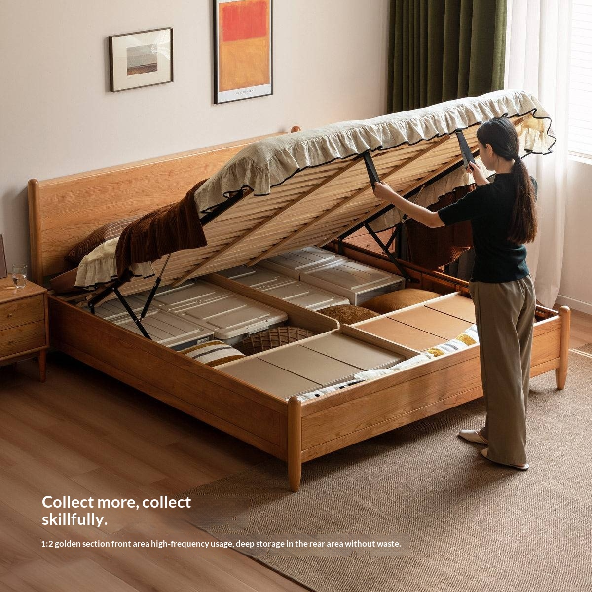 Cherry Wood, Black Walnut Solid Wood Box Bed