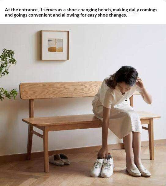 Oak Solid Wood Nordic Long Bench