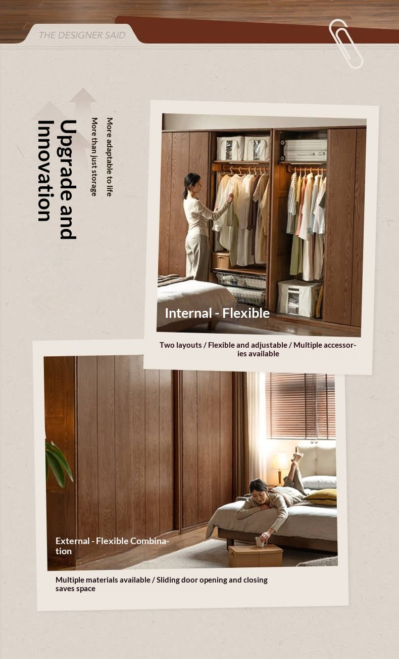 Oak Solid Wood, Solid RubberWood  Modern Style Wardrobe