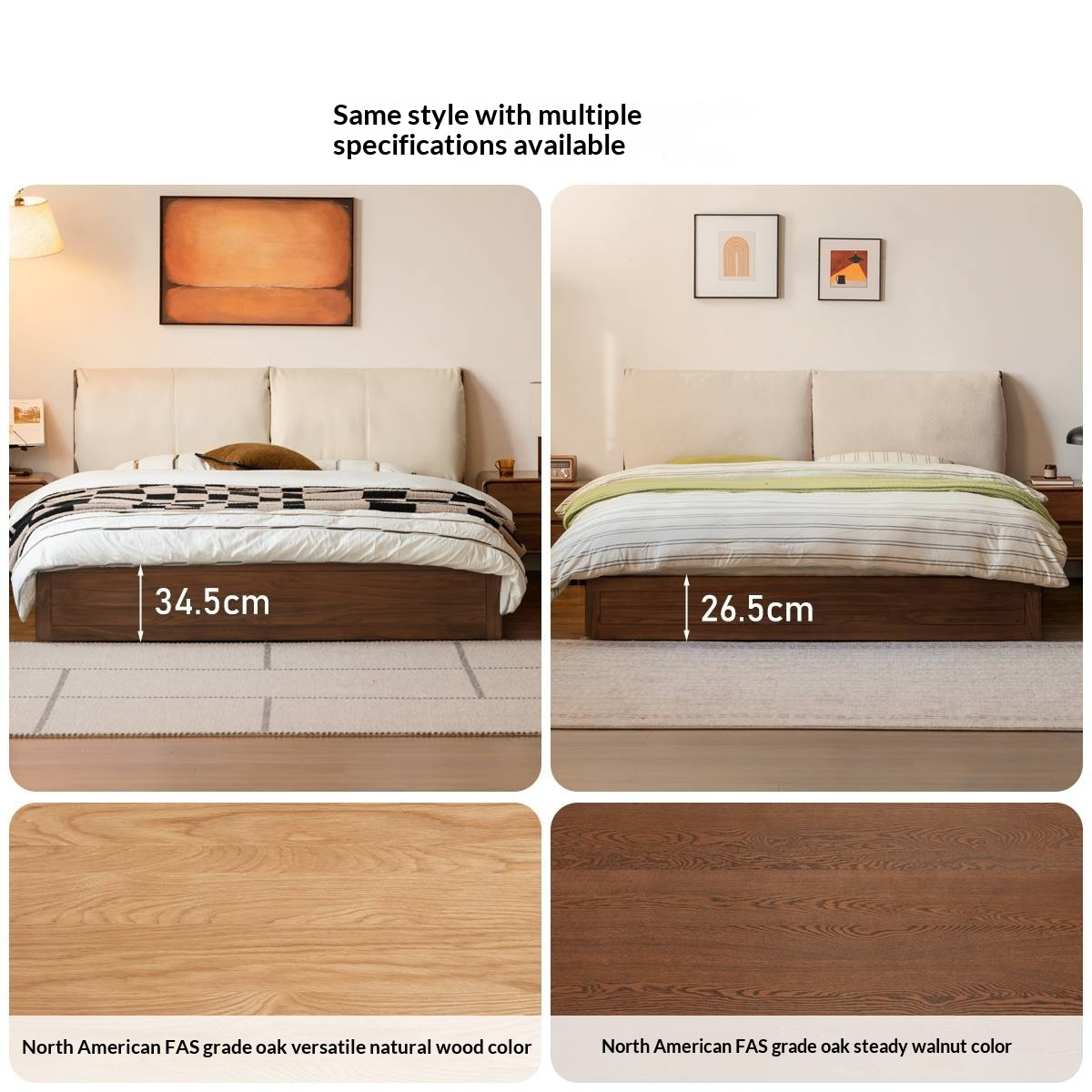 Black Walnut Solid Wood Box Bed — Luxury Genuine Leather Bed with Soft Backrest