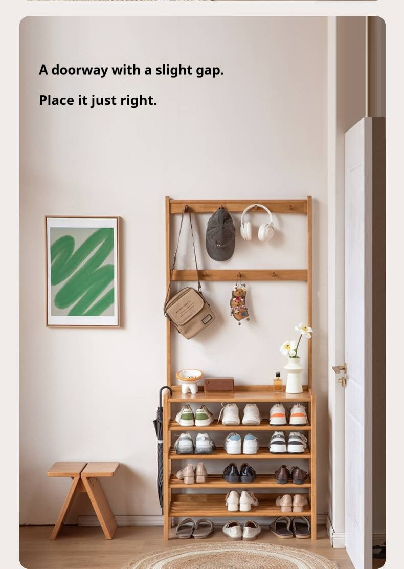 Solid Rubberwood Modern Minimalist Multi Layer Shoe Rack