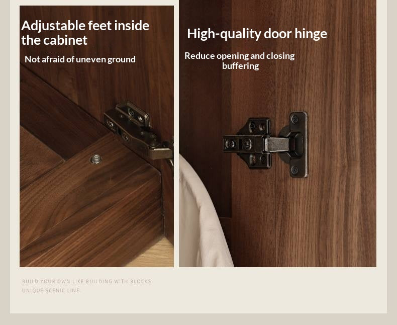 Black Walnut, Sandalwood Solid Wood Modern Style Wardrobe