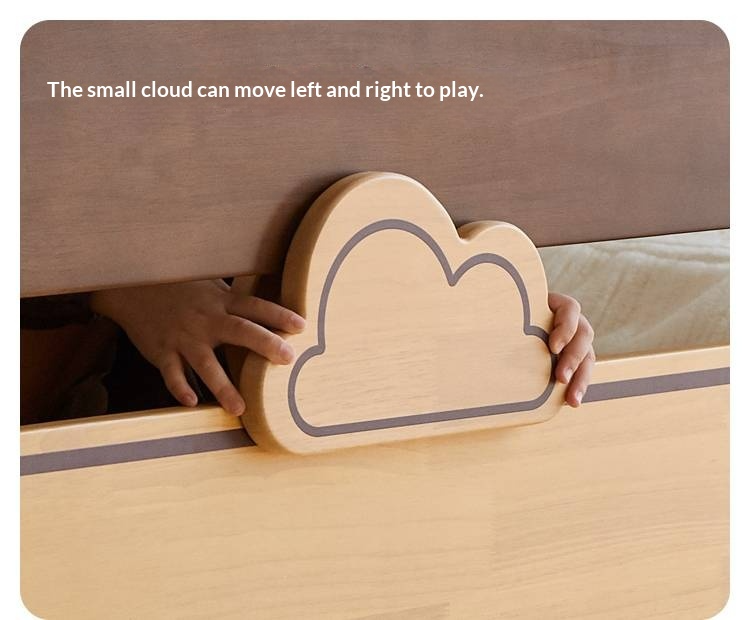 Rubberwood Solid Wood Children's Loft Bed with Under-Bed Cabinets