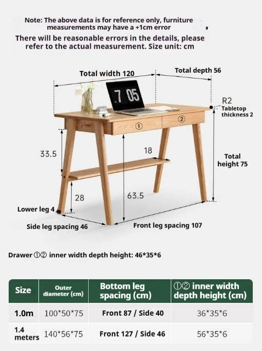 Oak Solid Wood Office Desk Bottom Divider
