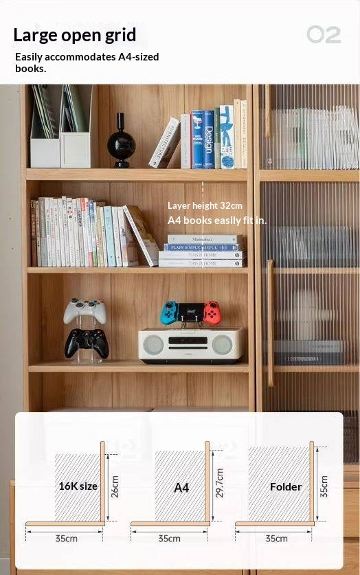 Ash Solid Wood Wall-Mounted Bookcase with Integrated Study Shelf