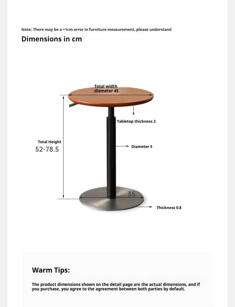 Poplar Solid Wood Vintage Style Adjustable Side Table