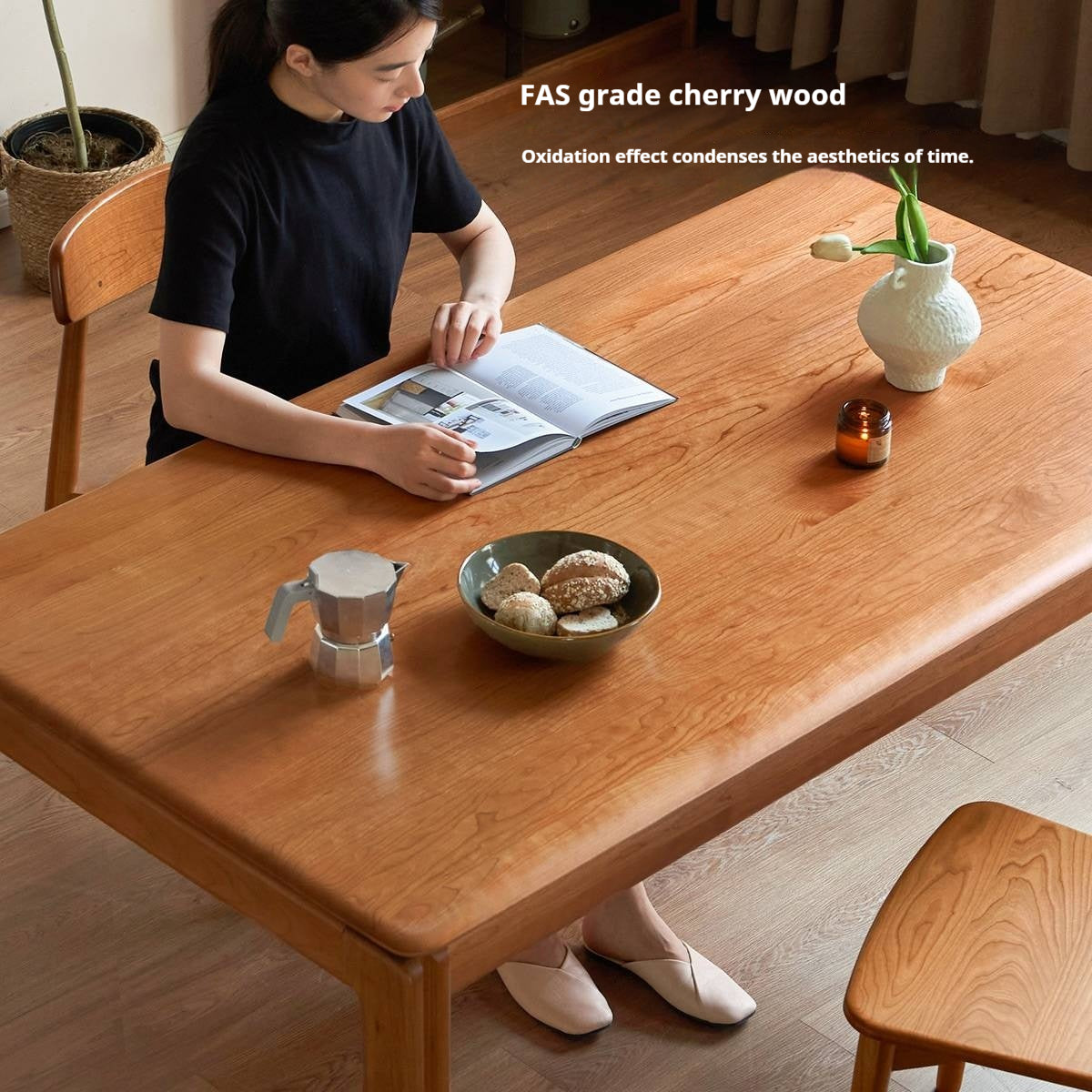 Cherry Solid Wood Vintage Style Dining Table