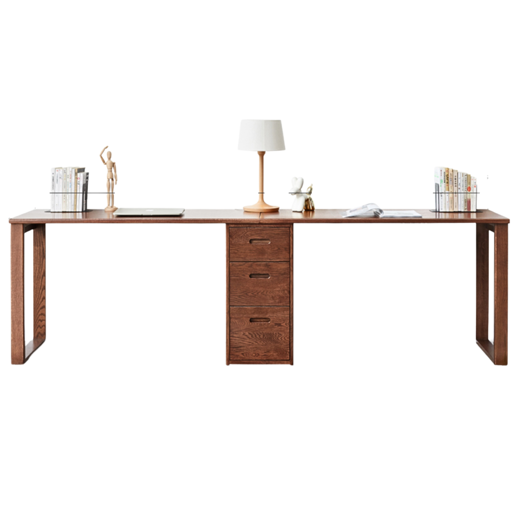 Oak Solid Wood Walnut color office Desk,"Together" combination desk-