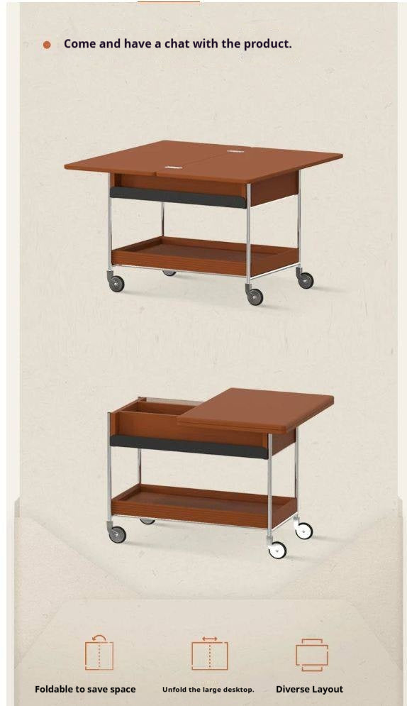 Tulipwood Solid Wood Middle Ancient Style Mobile Coffee Table
